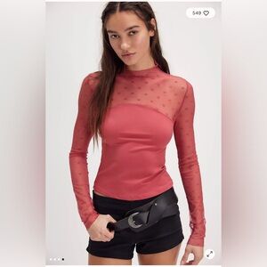 Free People On The Spot Long Sleeve Garnet Rose Medium